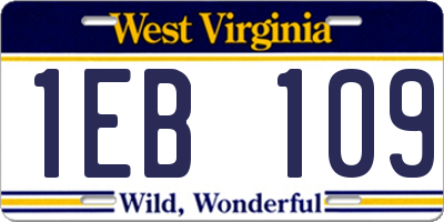 WV license plate 1EB109