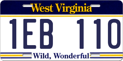 WV license plate 1EB110