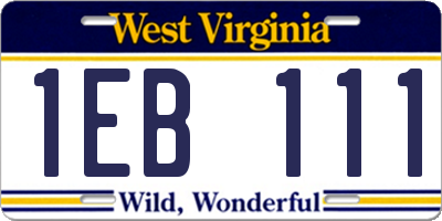 WV license plate 1EB111
