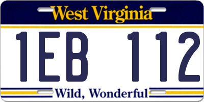 WV license plate 1EB112