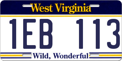 WV license plate 1EB113