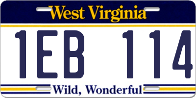 WV license plate 1EB114