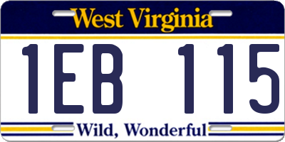WV license plate 1EB115