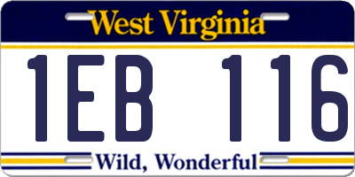 WV license plate 1EB116