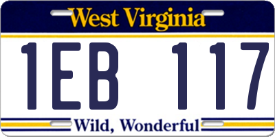 WV license plate 1EB117