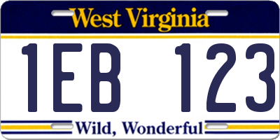 WV license plate 1EB123