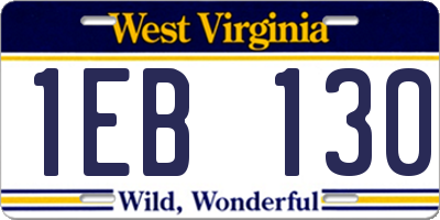WV license plate 1EB130
