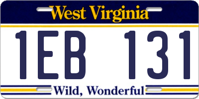 WV license plate 1EB131