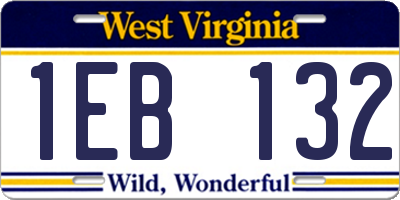 WV license plate 1EB132