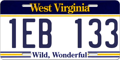 WV license plate 1EB133