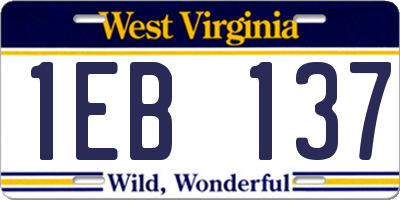 WV license plate 1EB137