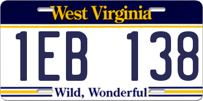 WV license plate 1EB138