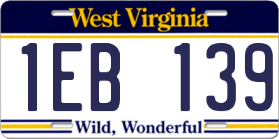 WV license plate 1EB139