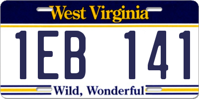 WV license plate 1EB141