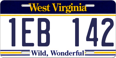 WV license plate 1EB142