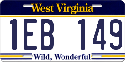 WV license plate 1EB149