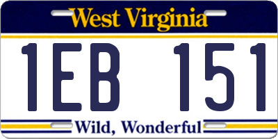 WV license plate 1EB151