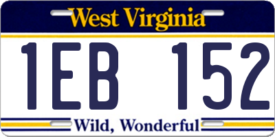 WV license plate 1EB152