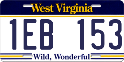 WV license plate 1EB153