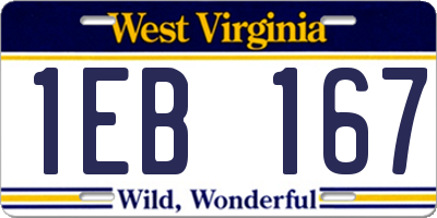 WV license plate 1EB167