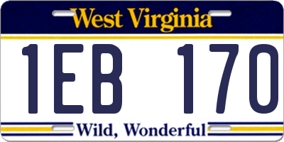 WV license plate 1EB170