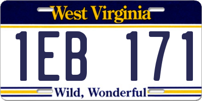 WV license plate 1EB171