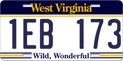 WV license plate 1EB173