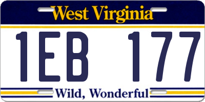 WV license plate 1EB177