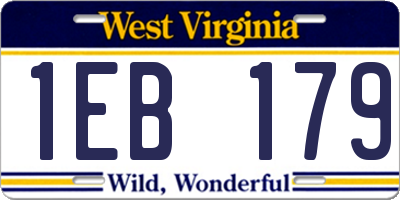 WV license plate 1EB179
