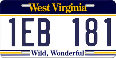 WV license plate 1EB181