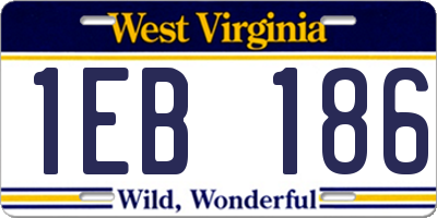 WV license plate 1EB186