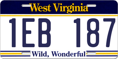 WV license plate 1EB187