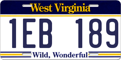 WV license plate 1EB189
