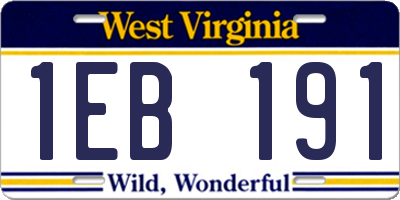 WV license plate 1EB191