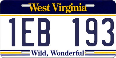 WV license plate 1EB193