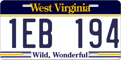 WV license plate 1EB194
