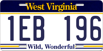 WV license plate 1EB196