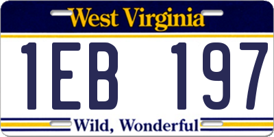 WV license plate 1EB197