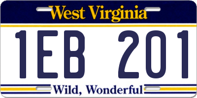 WV license plate 1EB201