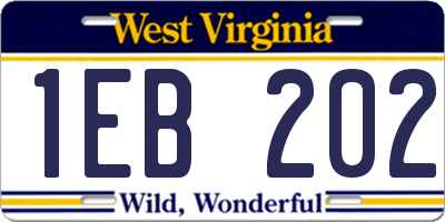 WV license plate 1EB202