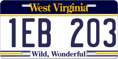 WV license plate 1EB203
