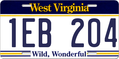 WV license plate 1EB204