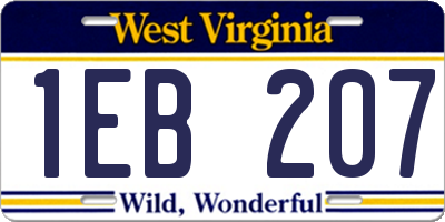 WV license plate 1EB207