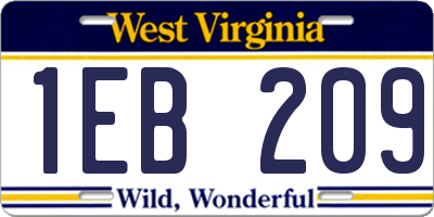 WV license plate 1EB209