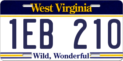 WV license plate 1EB210