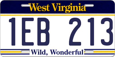 WV license plate 1EB213