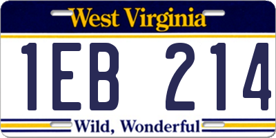 WV license plate 1EB214