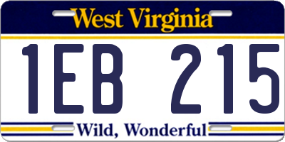 WV license plate 1EB215