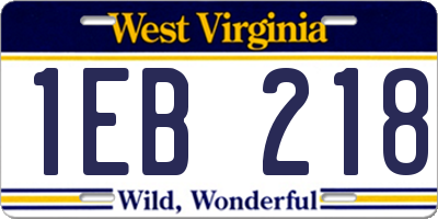 WV license plate 1EB218