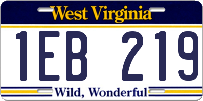 WV license plate 1EB219